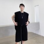 KK1612/P110 Pure Color Shoulder Pad Vest Shorts Set
