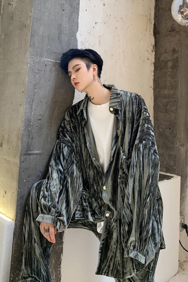 Street Fashion Velvet Suit Green Velvet Pant Suit Mens