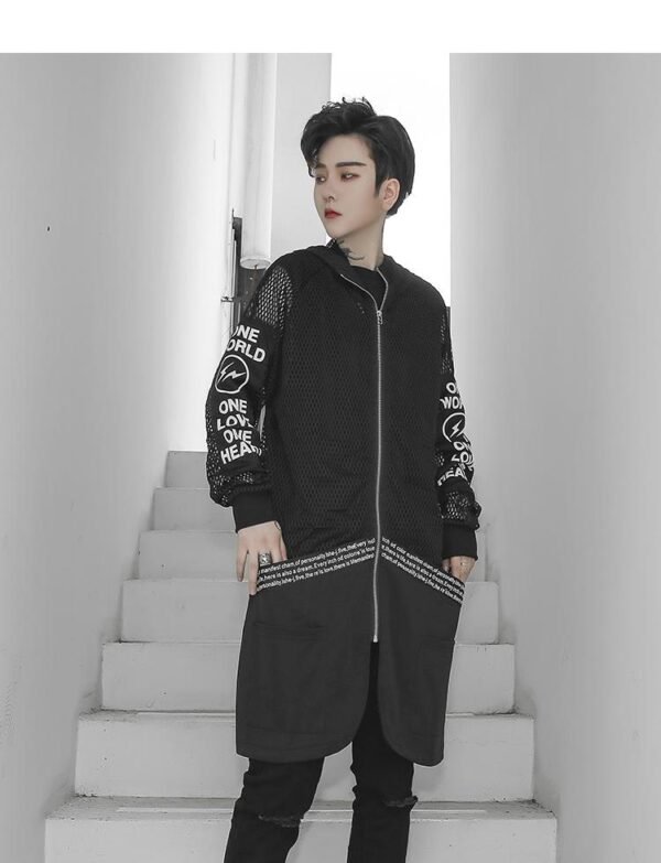 Fashion Streetwear Mesh Cardigan Mesh Jacket Loose Cardigan