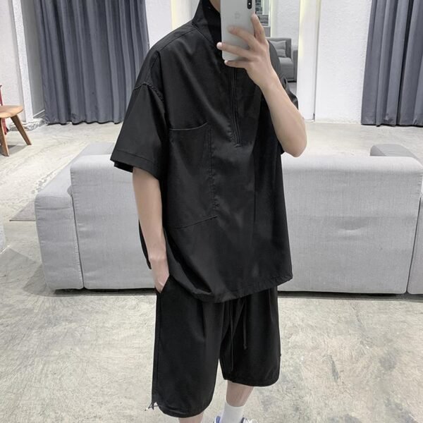 Two-piece Dark Drape Short-sleeved Sweatshirt