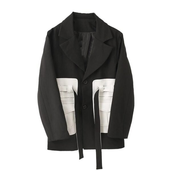 P140 Design Dark Minority Contrast Pocket Suit for Men