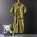 Korean Version of The British Body Suit Men's Summer Short-sleeved Shirt Jumpsuit