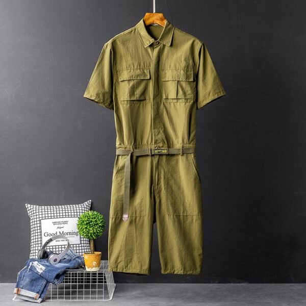 Korean Version of The British Body Suit Men's Summer Short-sleeved Shirt Jumpsuit