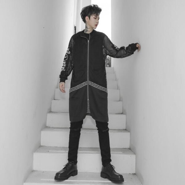 Fashion Streetwear Mesh Cardigan Mesh Jacket Loose Cardigan