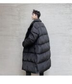 KK1572/P190 Winter Solid Color Dark Button Large Lapel Long Cotton Jacket