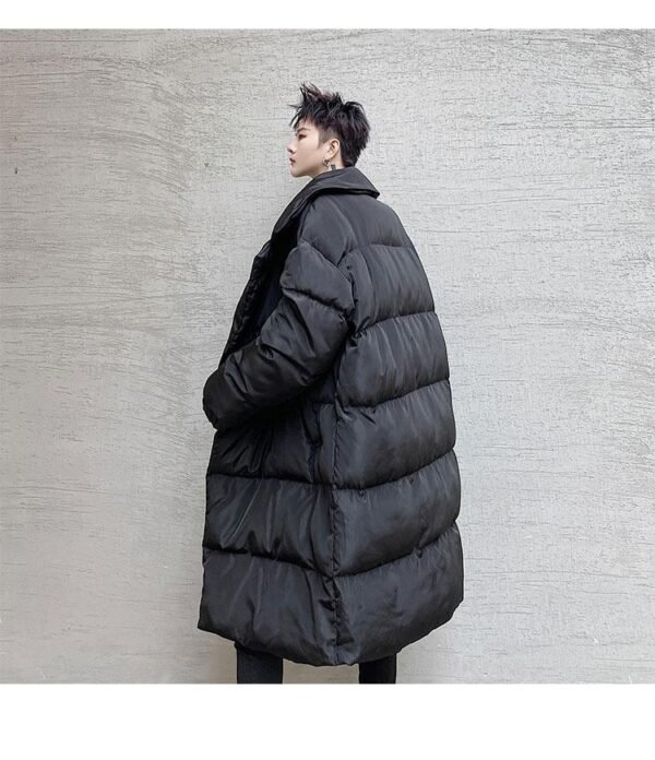 KK1572/P190 Winter Solid Color Dark Button Large Lapel Long Cotton Jacket