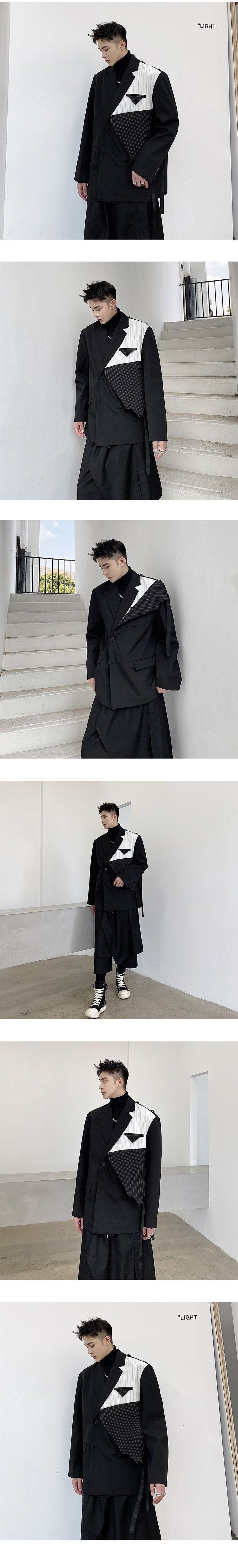 P135 Dark Fashionable Suit Jacket Men