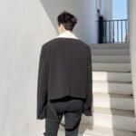 KK1585/P165 Detachable Colorblock Collar Short Jacket Suit