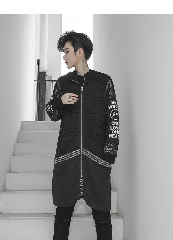 Fashion Streetwear Mesh Cardigan Mesh Jacket Loose Cardigan