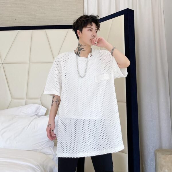 KK1665/P65 Hollow Round Neck Loose Short Sleeve T-shirt
