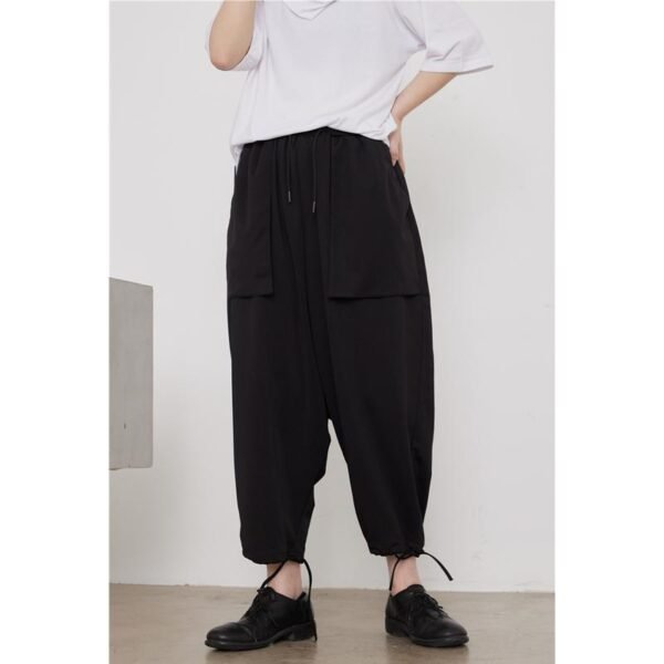 Yamamoto Dark Big Pocket All-match Drawstring Cropped Harem Pants