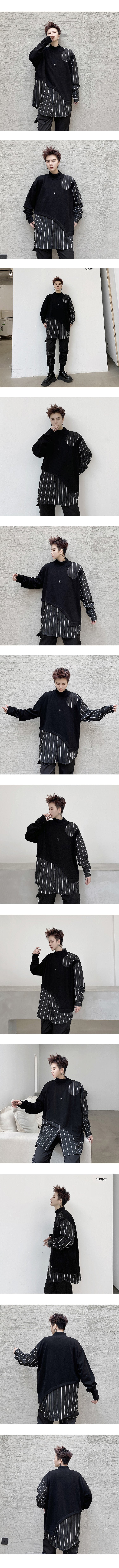 WY06 Dark Series Loose-fitting Small High-necked Tide Men's Shirt