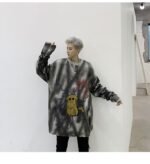 Kk1303p85 Autumn and Winter Pikachu Pattern Tie Dye Round Neck Men's Pullover Sweater