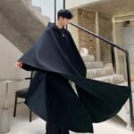 Yamamoto Style Dark Funeral Super Long Hooded Windbreaker Oversize Hedging Cape Over-the-knee Coat