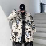 KK390 Personality Printed Lamb Wool Quilted Jacket