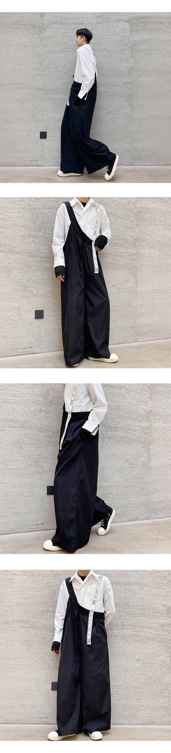 3820-P85 Original Design Suspenders Trendy Wide-leg Trousers