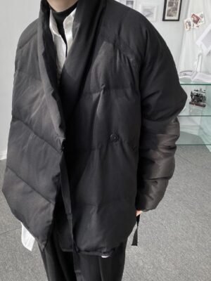 YM155 90% White Duck Down Winter Japanese Dark Thick Warm Down Jacket Black Down Jacket