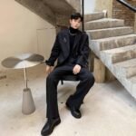 Vintage Men's Black Suit Casual Mens Outfits Leisure Suits