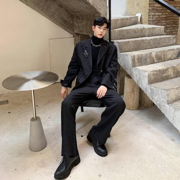 Vintage Men's Black Suit Casual Mens Outfits Leisure Suits