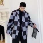 P115 Large Plaid Suit Jacket Man