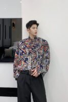 Homemade Lazy Style Retro Personality Totem with Loose Long-sleeved Shirt