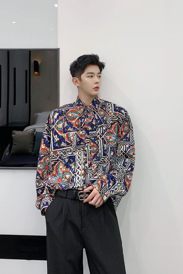 Homemade Lazy Style Retro Personality Totem with Loose Long-sleeved Shirt