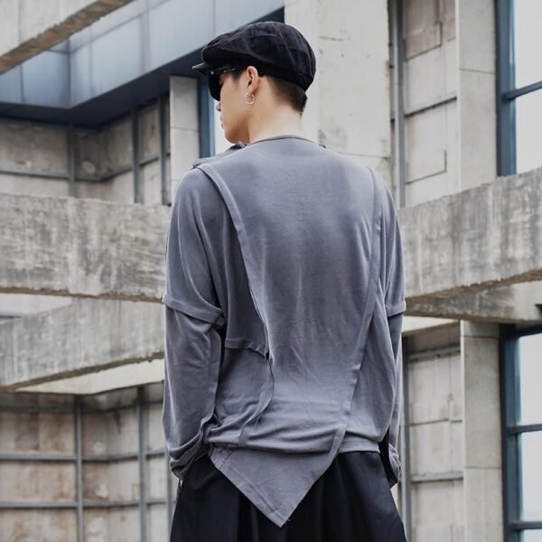 Original Design Dark Yamamoto Style Back-and-forth Stitched Long-sleeved T-shirt
