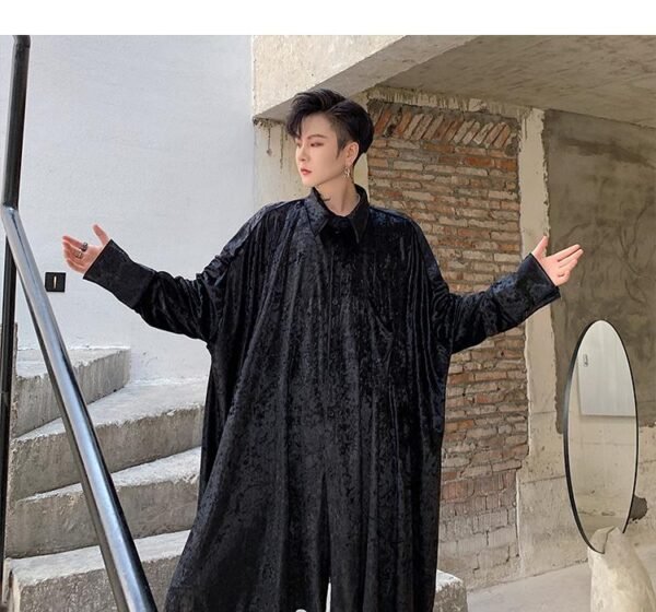 Irregular Wide Version Long Sleeve Shirt Fashion Men's Long Shirt