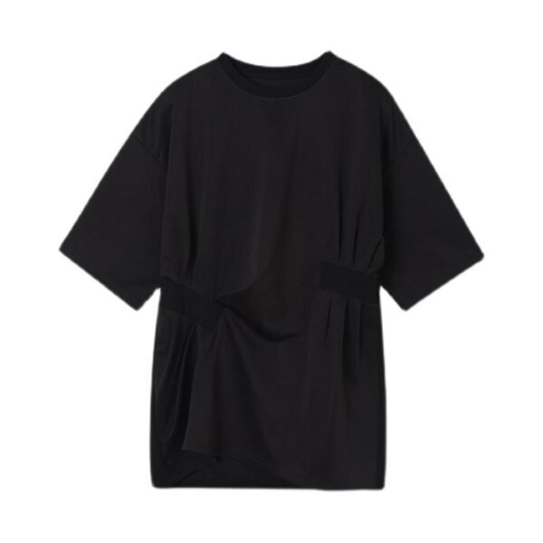 SUNYVONNE-21SS Japanese Niche Yoji Yamamoto Dark Black Pleated Stitching Pleated Short-sleeved Top T-shirt