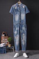 Hole-in-the-washer Outfit Jumpsuit Tightwear Couple's Small Footpants