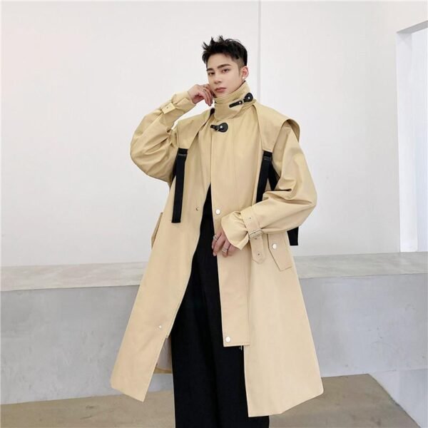 P160 Dark Black Men's Windbreaker Mid-length Jacket Men