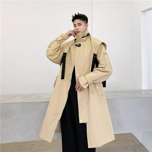 P160 Dark Black Men's Windbreaker Mid-length Jacket Men