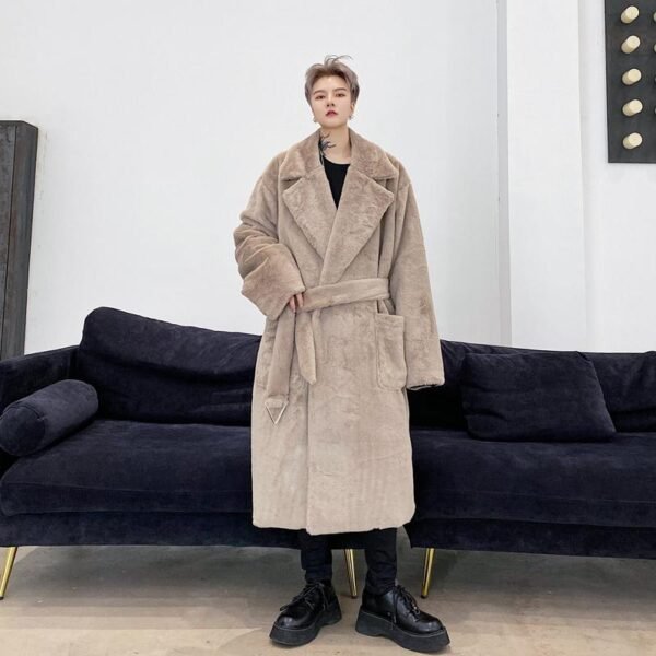 KK1558 solid color metal pendant men's rabbit fur thick coat jacket