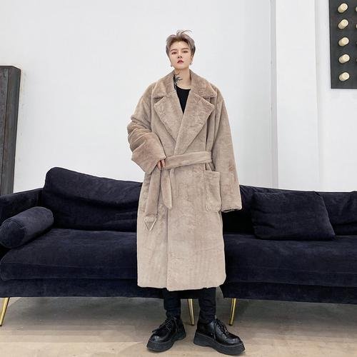 KK1558 solid color metal pendant men's rabbit fur thick coat jacket