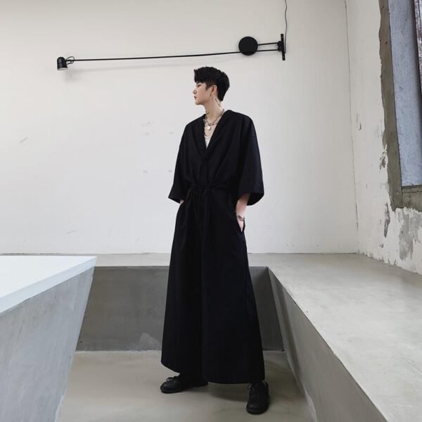Japanese Streetwear Long Black Sleeve Jumpsuit Casual Jumpsuit for Men