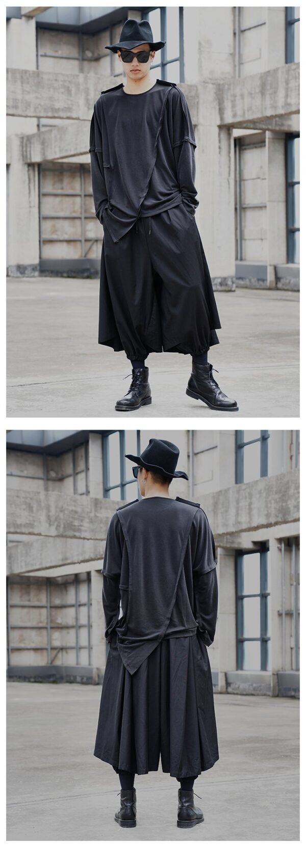 Original Design Dark Yamamoto Style Back-and-forth Stitched Long-sleeved T-shirt