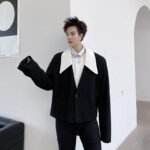 KK1585/P165 Detachable Colorblock Collar Short Jacket Suit