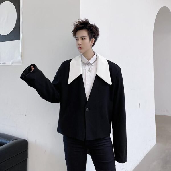 KK1585/P165 Detachable Colorblock Collar Short Jacket Suit