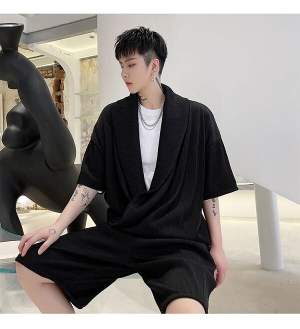 KK1614/P125 Solid Color Crumpled Lapel Shorts Suit