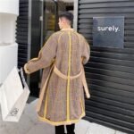 Retro Plaid Wool Coat Plaid Trench Coat Flannel Coat Checkered Jacket Double Breasted Coat