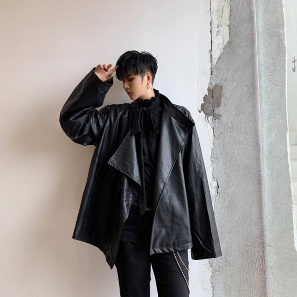 Irregular Retro PU Locomotive Leather Jacket