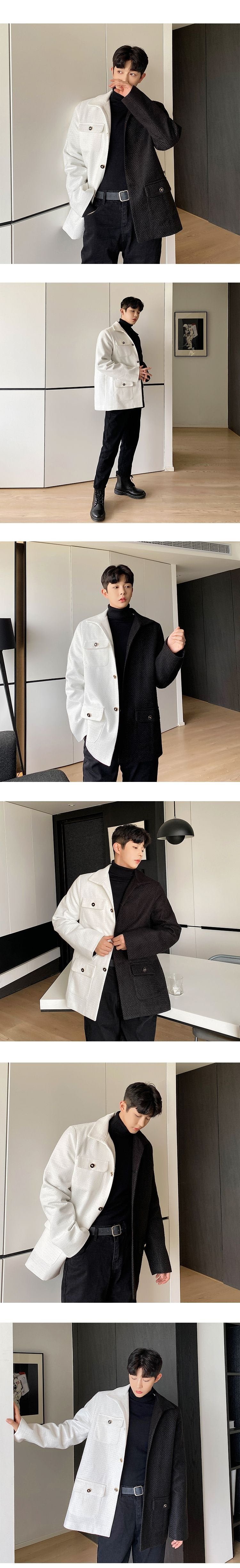 P135 Thick Color Matching Suit Jacket Men