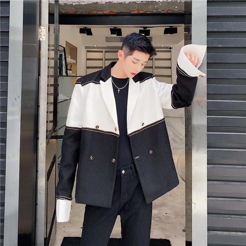 P135 Niche Fashion Stitching Small Fragrance Suit Jacket Men's Jacket Jacket