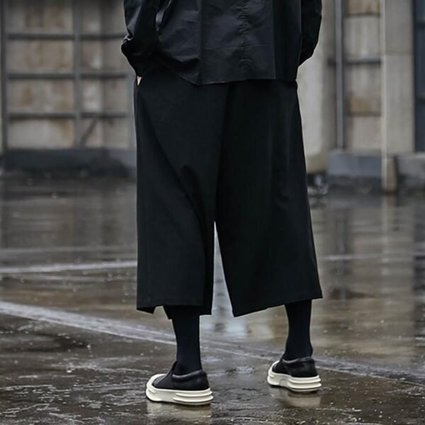 Yamamoto Style Japanese Four Season Loose Wide Leg Men's Cropped Casual Pants