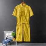 Korean Version of The British Body Suit Men's Summer Short-sleeved Shirt Jumpsuit