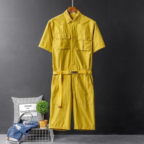 Korean Version of The British Body Suit Men's Summer Short-sleeved Shirt Jumpsuit