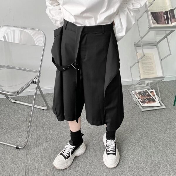 K1897 P65 Irregular Deconstruction Suspender Shorts