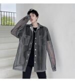 KK1662/P115 Mesh Hollow Edging Solid Color Loose Sunscreen Windbreaker Jacket