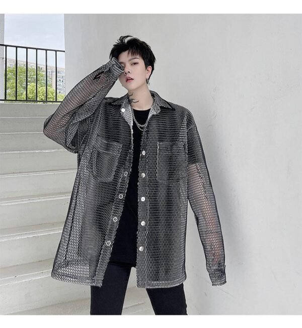 KK1662/P115 Mesh Hollow Edging Solid Color Loose Sunscreen Windbreaker Jacket