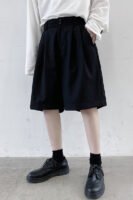 KK1375/P75 Double Live Pleat Design Loose Solid Color Casual Five-point Pants